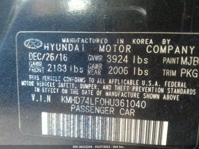 Hyundai ELANTRA SE 2017 KMHD74LF0HU361040 Image 9