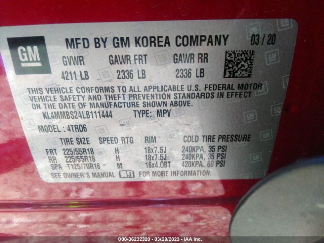 KL4MMBS24LB111444 Buick Encore Gx Preferred