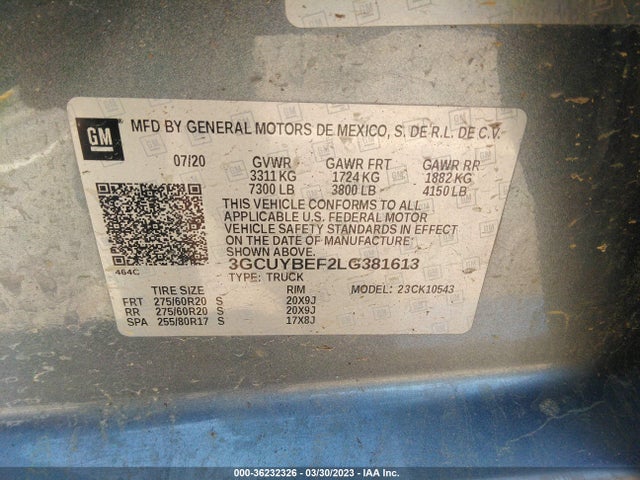Chevrolet Silverado 1500 Custom 2020 3GCUYBEF2LG381613 Image 9