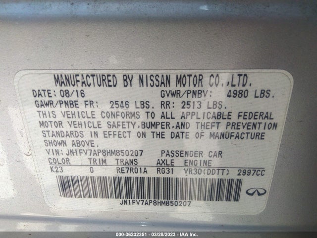 Infiniti Q50 2017 JN1FV7AP8HM850207 Image 35