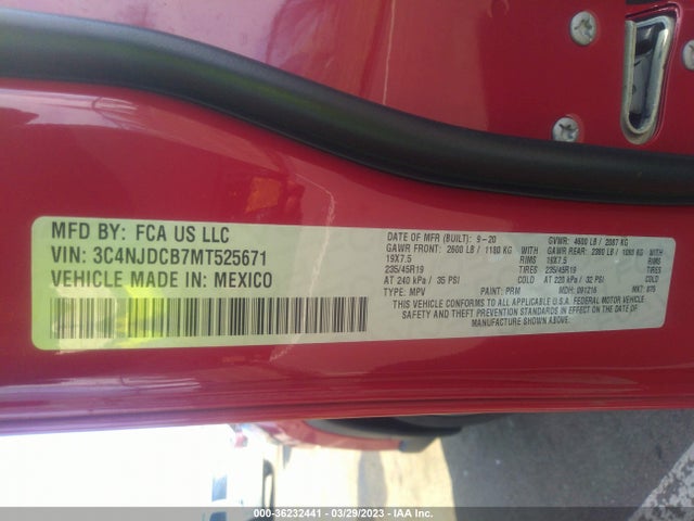 3C4NJDCB7MT525671 Jeep Compass Limited