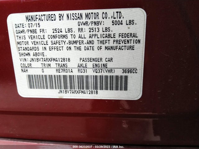 Infiniti Q50 2015 JN1BV7ARXFM412818 Image 11