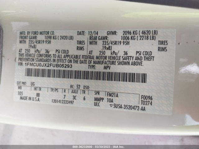 1FMCU0JX2FUB05293 Ford Escape Titanium