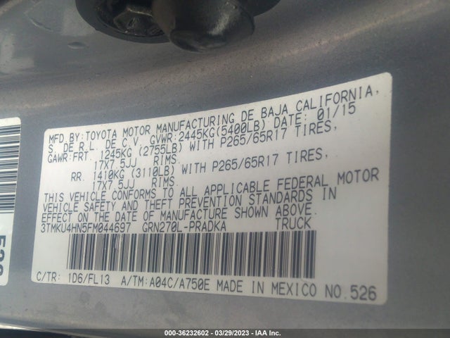 Toyota Tacoma Prerunner 2015 3TMKU4HN5FM044697 Image 10