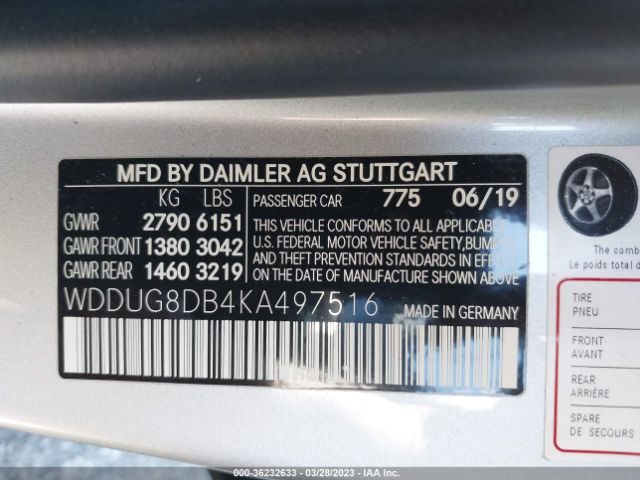 WDDUG8DB4KA497516 Mercedes-Benz S-class S 560
