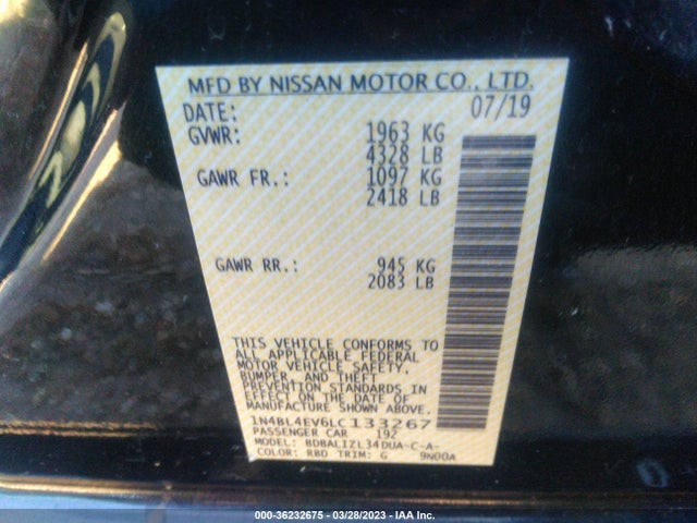 Nissan Altima 2.5 Sl 2020 1N4BL4EV6LC133267 Image 10