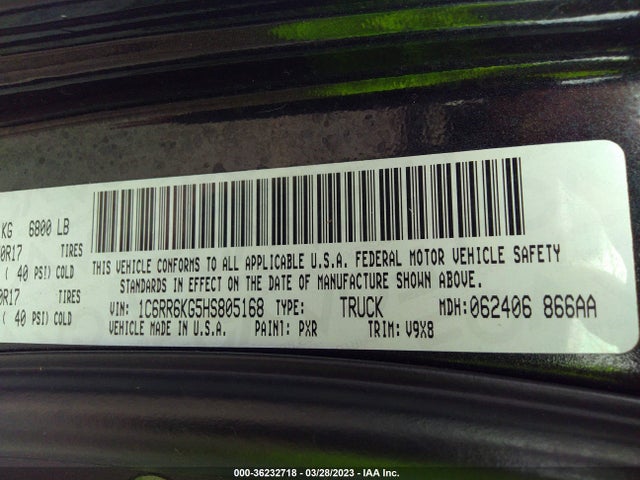 RAM 1500 Tradesman 2017 1C6RR6KG5HS805168 Image 9