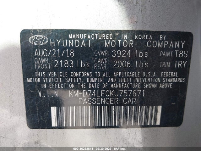 Hyundai ELANTRA SE 2019 KMHD74LF0KU757671 Image 9
