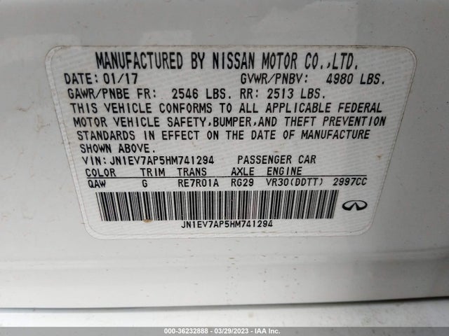 JN1EV7AP5HM741294 Infiniti Q50 3.0t Premium