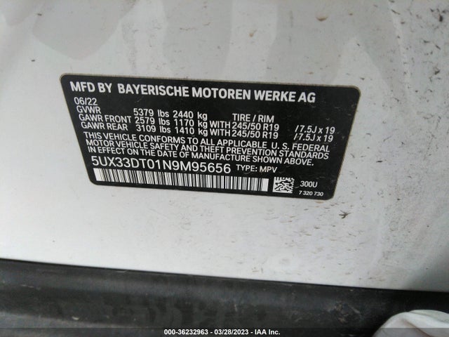 2022 BMW X4, VIN: 5UX33DT01N9M95656