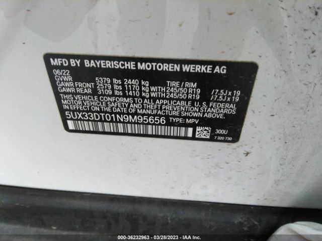 5UX33DT01N9M95656 BMW X4 Xdrive30i