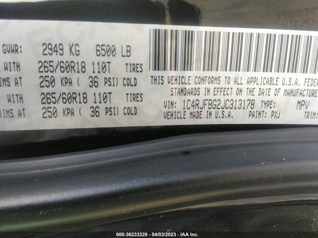 1C4RJFBG2JC313178 Jeep Grand Cherokee Limited