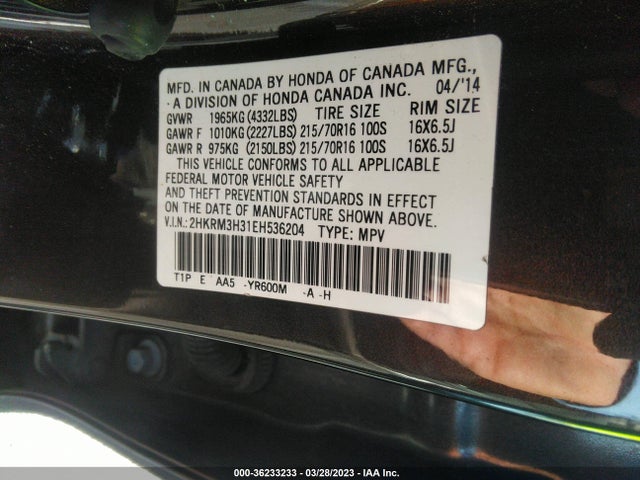 Honda CR-V LX 2014 2HKRM3H31EH536204 Image 9