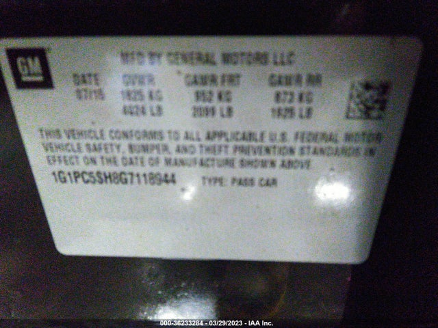 Chevrolet Cruze Limited Ls 2016 1G1PC5SH8G7118944 Image 9