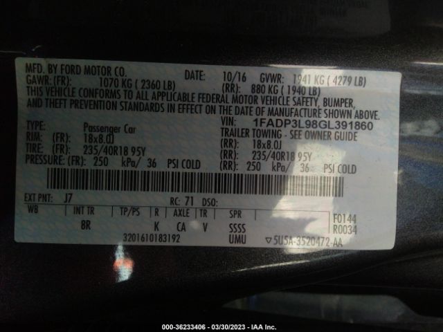 1FADP3L98GL391860 Ford FOCUS ST