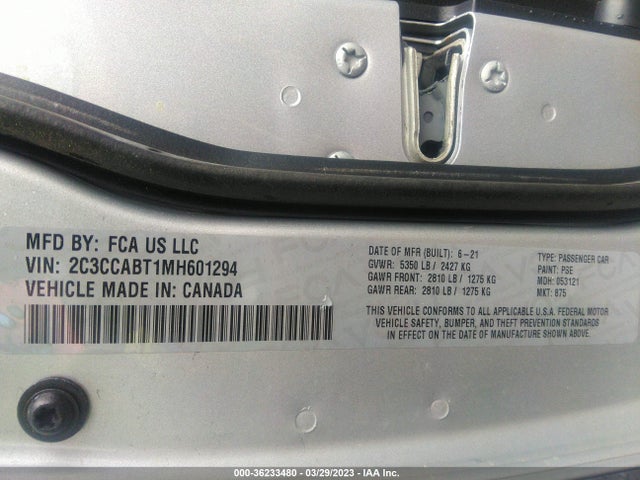 2021 CHRYSLER 300 300S VIN: 2C3CCABT1MH601294