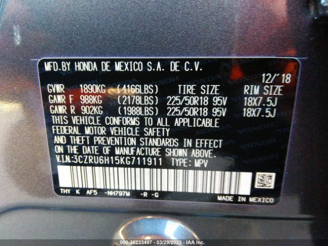 Honda HR-V SPORT 2019 3CZRU6H15KG711911 Image 9