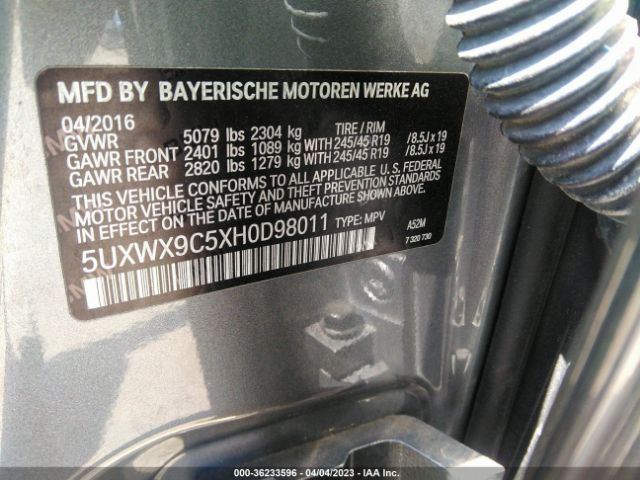 5UXWX9C5XH0D98011 BMW X3 Xdrive28i