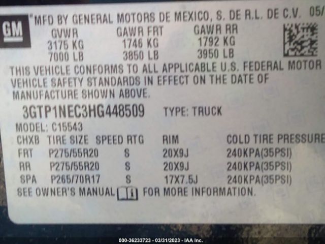 3GTP1NEC3HG448509 GMC Sierra 1500 Slt