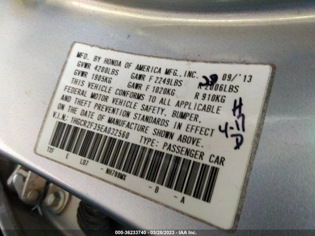 Honda Accord Sedan Lx 2014 1HGCR2F35EA032560 Image 9