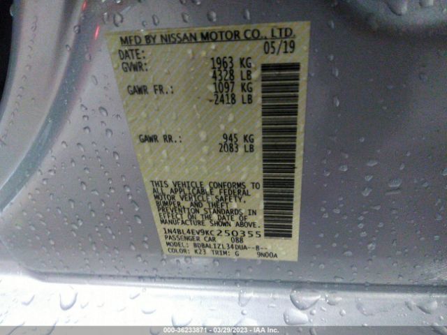 1N4BL4EV9KC250355 Nissan Altima 2.5 Sl