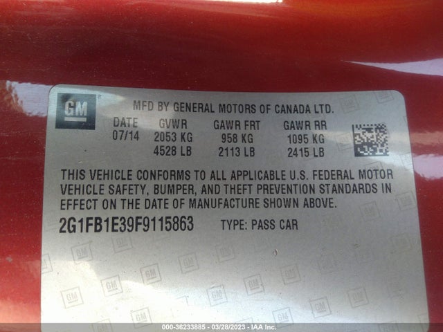Chevrolet CAMARO LS 2015 2G1FB1E39F9115863 Image 11