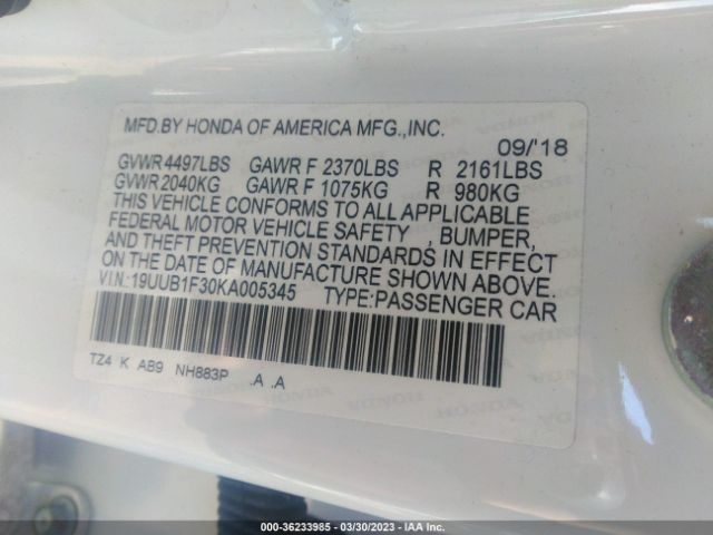 19UUB1F30KA005345 Acura TLX