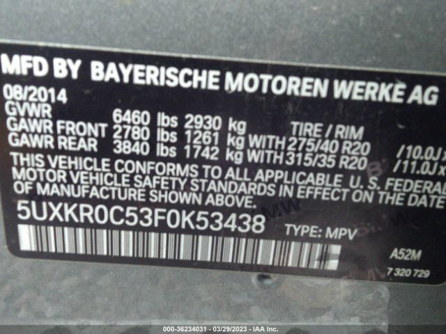5UXKR0C53F0K53438 BMW X5 Xdrive35i