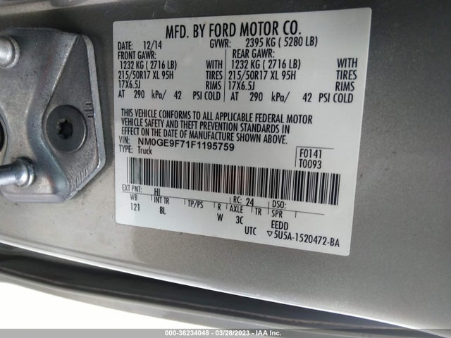 2015 Ford Transit Connect, VIN: NM0GE9F71F1195759
