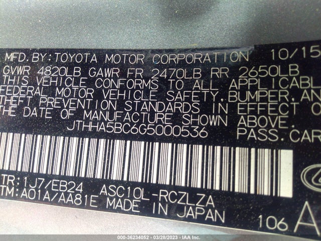 JTHHA5BC6G5000536 Lexus RC 200T