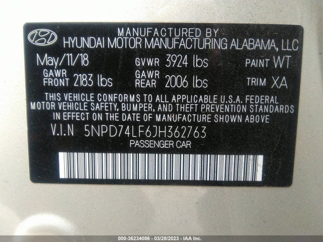 Hyundai ELANTRA SE 2018 5NPD74LF6JH362763 Image 9