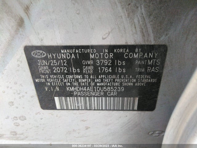2013 HYUNDAI ELANTRA GLS VIN: KMHDH4AE1DU585239
