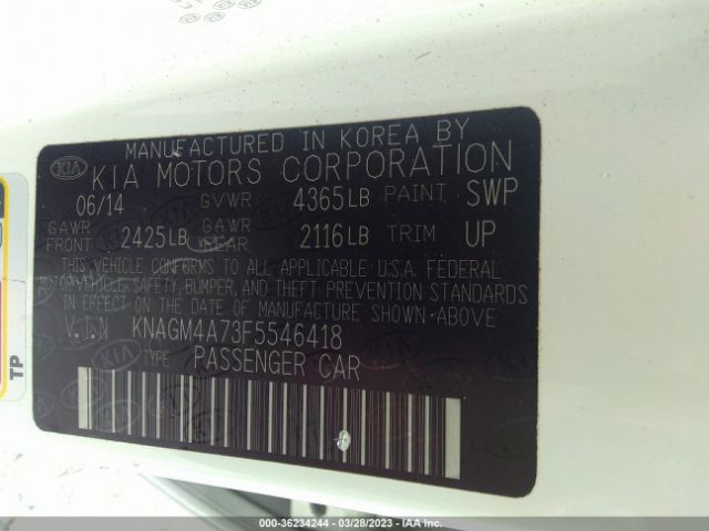 KNAGM4A73F5546418 KIA Optima Lx