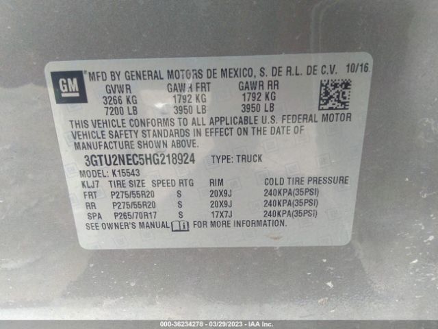 3GTU2NEC5HG218924 GMC Sierra 1500 Slt