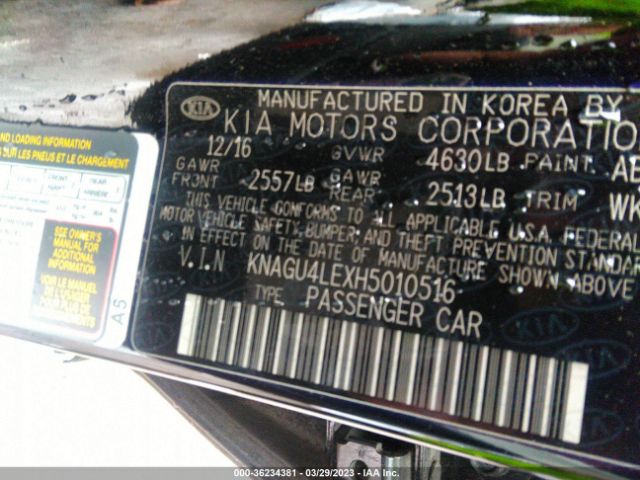 KNAGU4LEXH5010516 KIA Optima Hybrid Ex