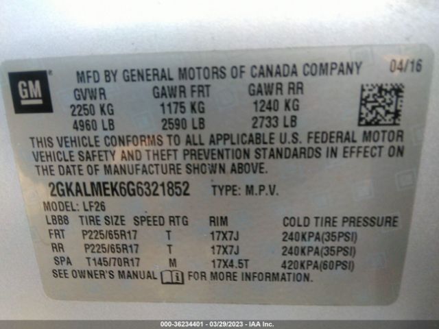 2GKALMEK6G6321852 GMC Terrain Sle