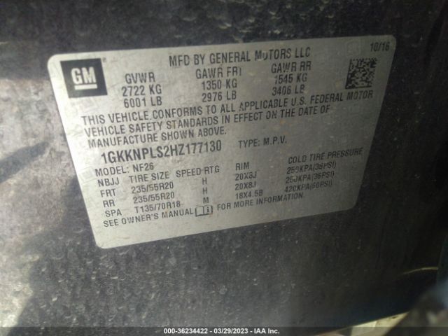 1GKKNPLS2HZ177130 GMC Acadia Denali