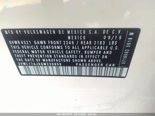 3VWL17AJXGM239859 Volkswagen Jetta Sedan 1.8t Sel