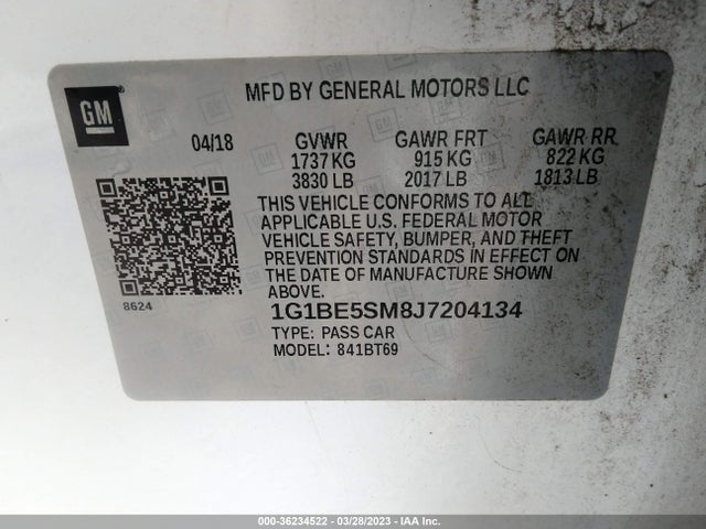 Chevrolet CRUZE LT 2018 1G1BE5SM8J7204134 Image 10