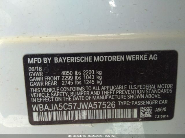 WBAJA5C57JWA57526 BMW 5 Series 530i