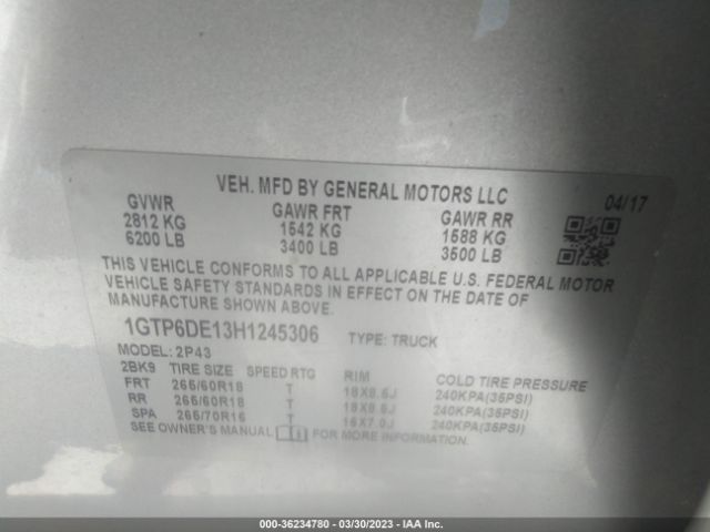 1GTP6DE13H1245306 GMC Canyon 4wd Slt
