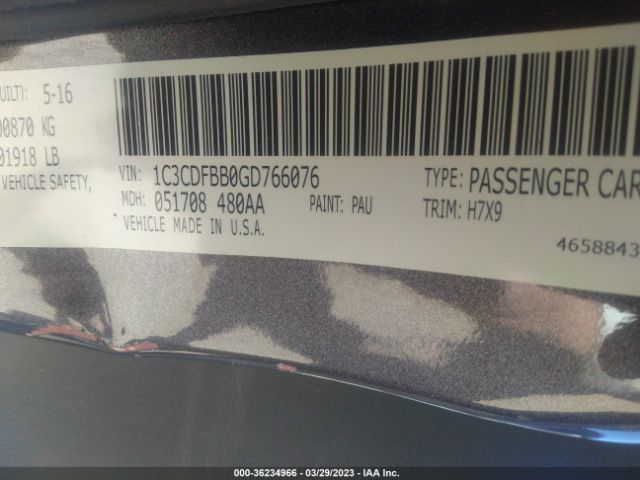1C3CDFBB0GD766076 Dodge DART SXT