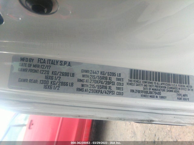 ZFBERFBB1J6K79490 RAM Promaster City Tradesman Slt