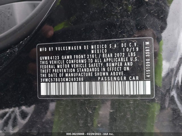 3VWC57BU3KM269386 Volkswagen Jetta S/se/r-line