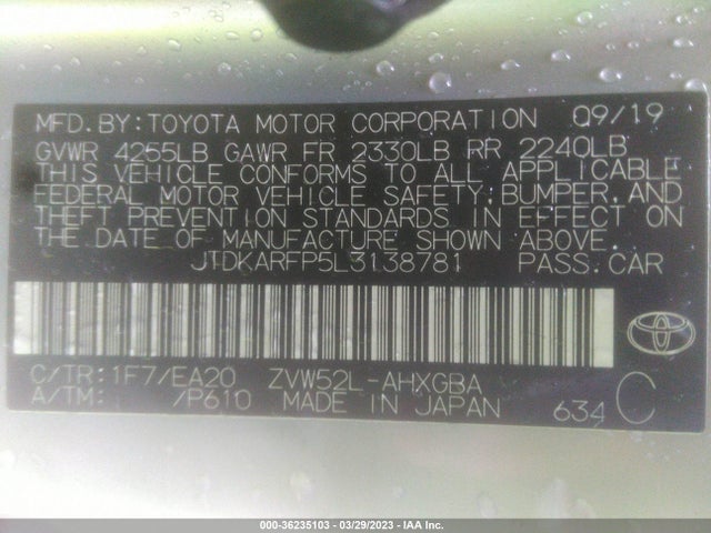 Toyota Prius Prime Le/xle/limited 2020 JTDKARFP5L3138781 Image 10