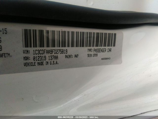 1C3CDFAA9FD275819 Dodge DART SE