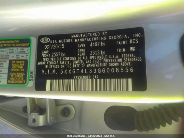 5XXGT4L33GG008556 KIA Optima Lx