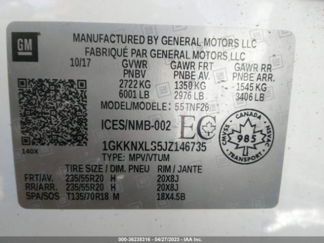 1GKKNXLS5JZ146735 GMC Acadia Denali