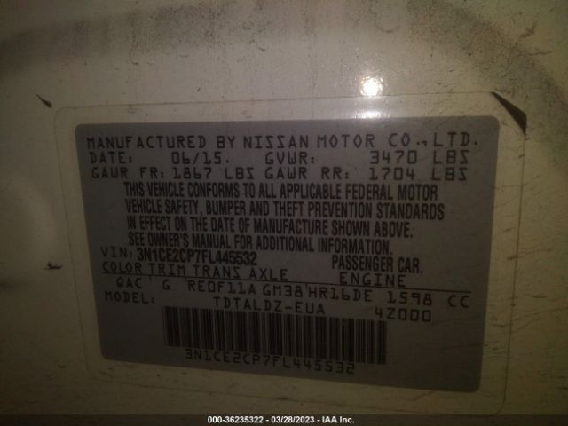 3N1CE2CP7FL445532 Nissan Versa Note Sv