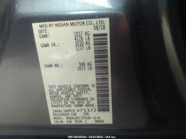 1N4AL3AP0JC475372 Nissan Altima 2.5 Sr